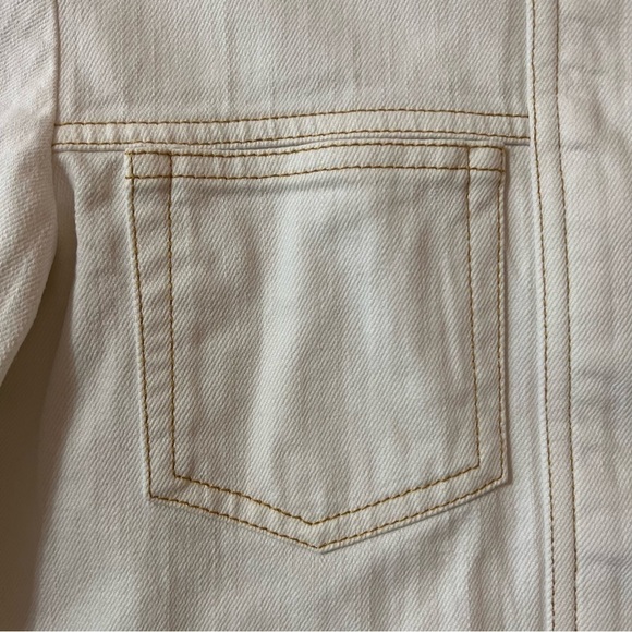 Misha Nonoo | Denim Crop Zip Up Jacket Collared White Contrast Stitching Size S - Picture 9 of 15